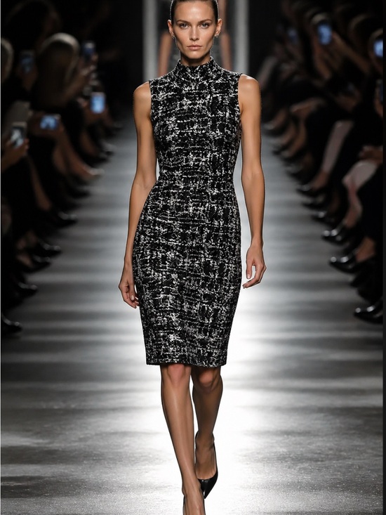 RD Style Dresses & Skirts - RD Style Black & White Tweed Midi Sheath Dress